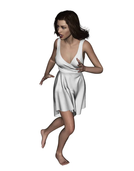 3d illustration of Scared woman running away — Stock Photo, Image