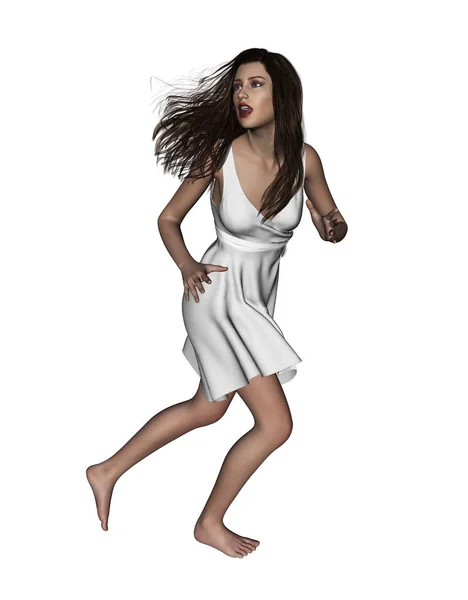 3d illustration of Scared woman running away — Stock Photo, Image