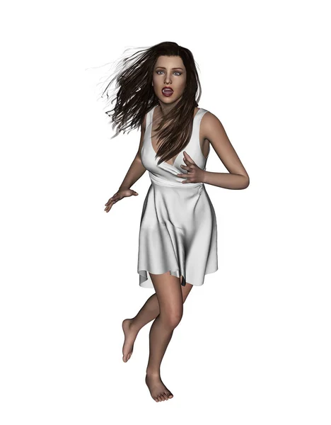 3d illustration of Scared woman running away — Stock Photo, Image