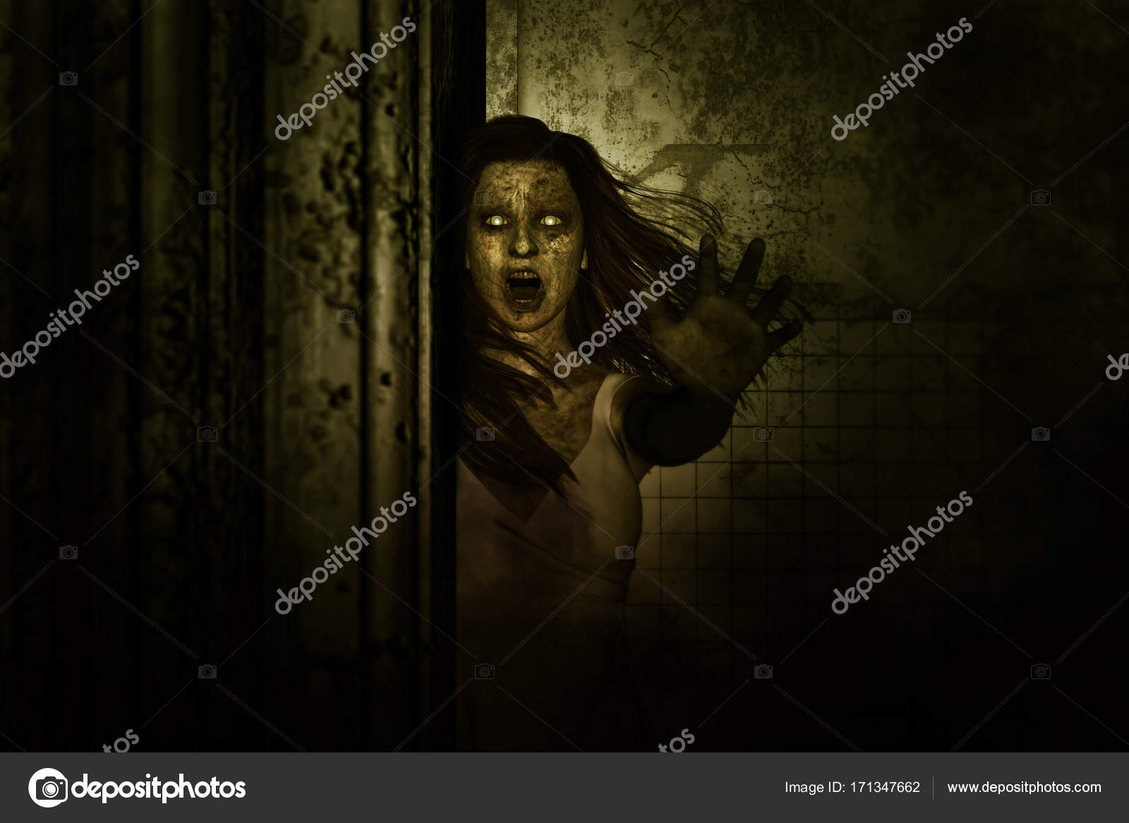 Illustration Scary Ghost Dark Horror Background Stock Photo by ©lighthouse  171347662