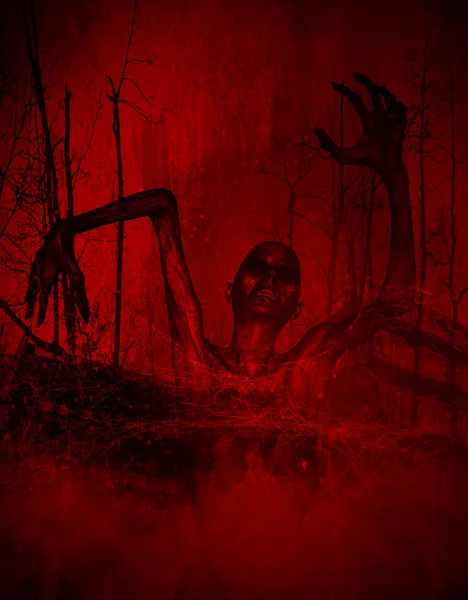Illustration Von Gruselgespenstern Oder Zombies Horror Hintergrund Gemischte Medien — Stockfoto