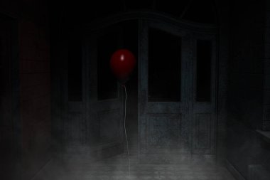Kırmızı balon, kırmızı balon perili evde 3d çizimi