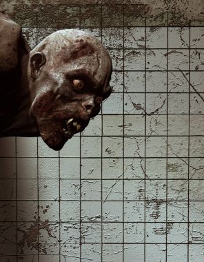 canavar yaratık perili evde 3D çizimi 