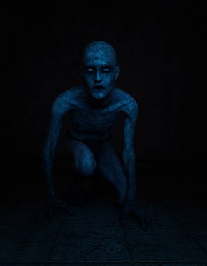Undead veya zombi perili evde 3D çizimi 
