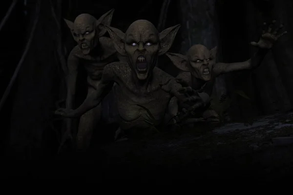 3D illustratie van eng monster uit uit het donkere bos — Stockfoto