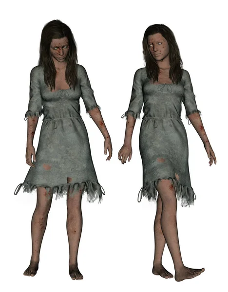 Ilustracja 3D, Ghost kobieta na białym tle — Zdjęcie stockowe