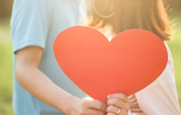 Romantisches Junges Paar Zeigt Liebe Und Fürsorge Park Valentinstag — Stockfoto