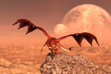 Ejderha, dünya kitap kapağı veya Kitap Illustration için 3d render