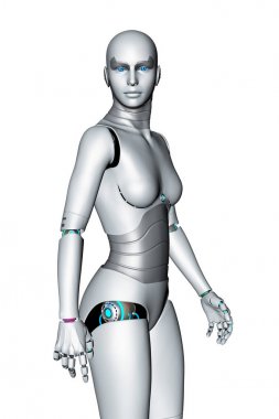 Beyaz arka plan üzerinde izole robot 3D render 