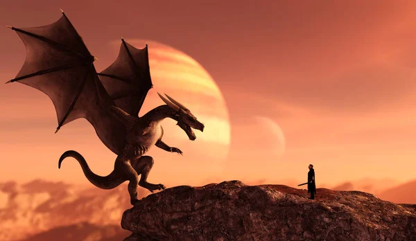 Knight and the dragon — Stock Photo, Image