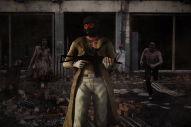 Sonunda kurtulan, kurtulan tek kişi olduğunu gaz bir salgın dünyamızı yok ettikten sonra maskeli adam