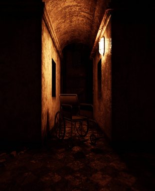 perili ev veya iltica tekerlekli 3D render