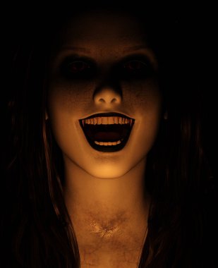 Perili ev, 3d çizim hayalet kadın