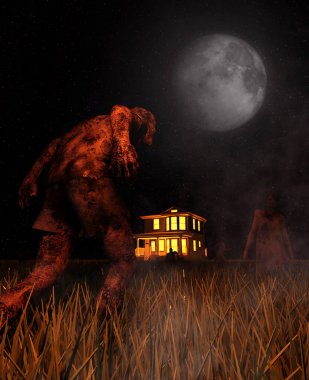 Zombi perili bir ev, 3d resim başlığı