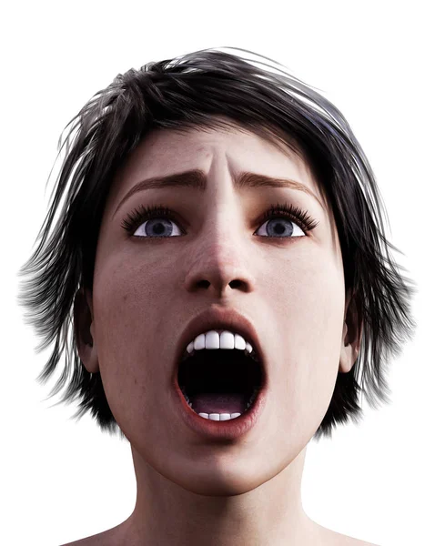 Representación 3d de una mujer gritando —  Fotos de Stock