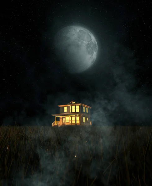 Casa embrujada, ilustración 3d —  Fotos de Stock