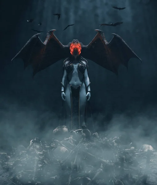 Monster in the dark, woman creatures, 3d illustration * * 3d figures — стоковое фото