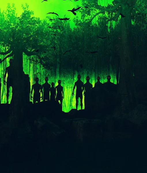 Bosque de los zombies, 3d renderizado — Foto de Stock