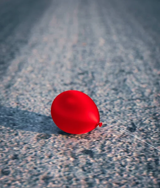 Κόκκινο Μπαλόνι Στο Δρόμο Απόδοση — Φωτογραφία Αρχείου