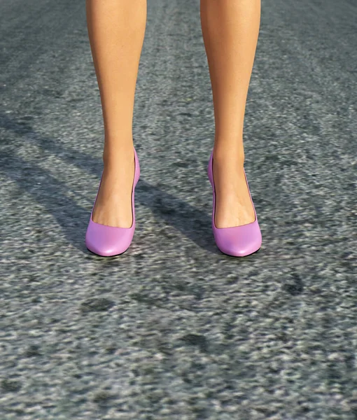 粉红鞋子女腿 3D渲染 — 图库照片