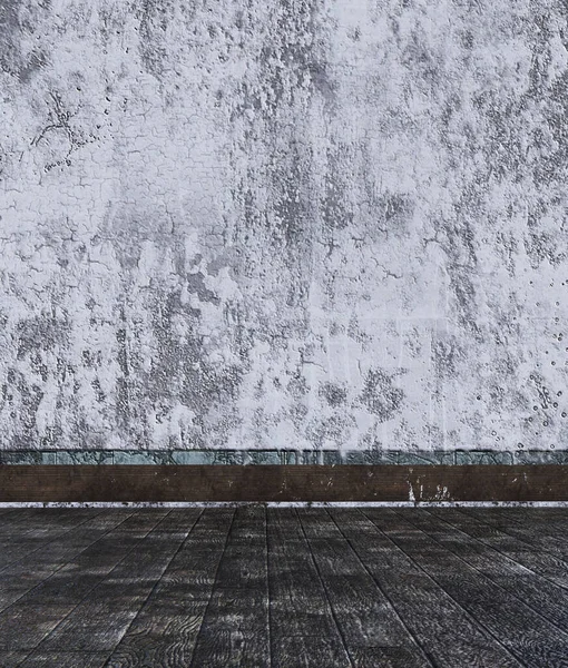 Holzboden Mit Grunge Wand Rendering — Stockfoto