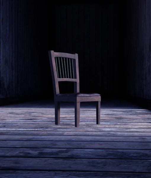 Tahta Zeminde Sandalye Boyutlu Görüntüleme — Stok fotoğraf