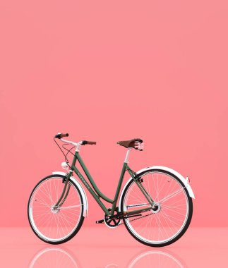 Pastel renk arkaplanı üzerinde bisiklet, 3d görüntüleme