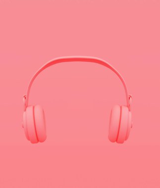 Pastel renk arkaplanındaki kulaklıklar, minimal tarz kavramsal arkaplan, 3d görüntüleme