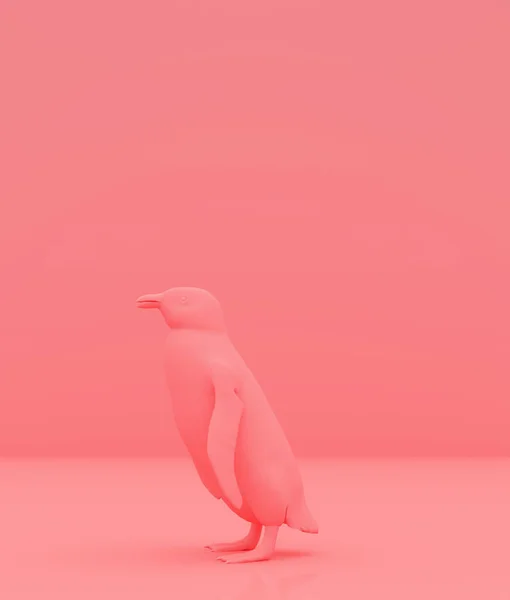 Pingüino Sobre Fondo Color Pastel Fondo Conceptual Estilo Mínimo Representación —  Fotos de Stock