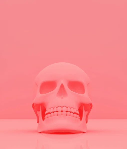 Cráneo Sobre Fondo Color Pastel Representación — Foto de Stock