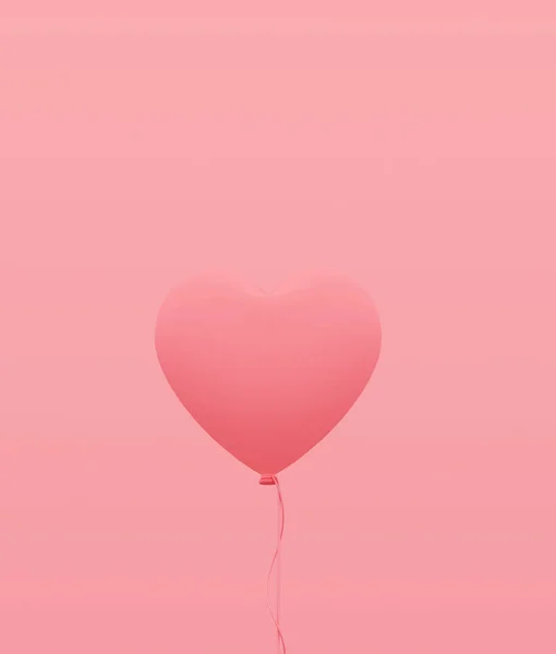Balon Cardiac Fundal Culoare Pastelată Redare — Fotografie, imagine de stoc
