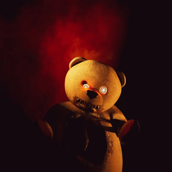 Freaky Teddybeer Het Donker Rendering — Stockfoto