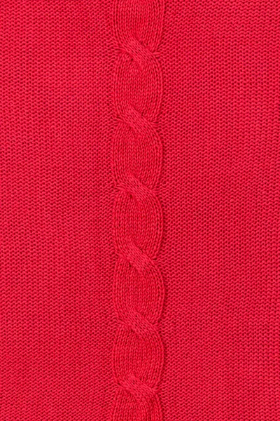 Red knitting texture background with cable pattern — Stock Photo, Image