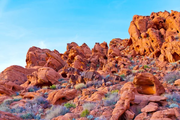 The unique red sandstone rock formations in Valley of Fire State — Stock Photo, Image