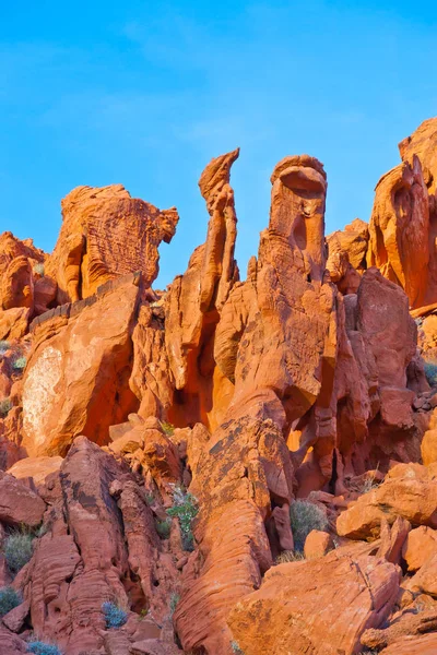 The unique red sandstone rock formations in Valley of Fire State — Stock Photo, Image