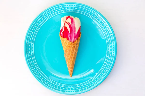 Tulip  flower in the ice cream waffle cone