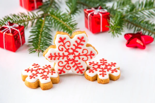 Biscotti di Natale fatti in casa fiocco di neve . — Foto Stock