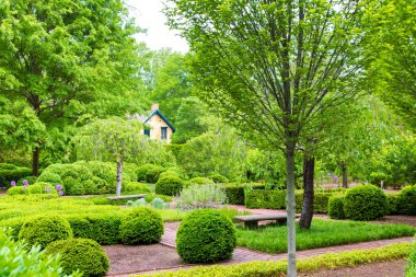 Springtime, formal garden landscape in park clipart