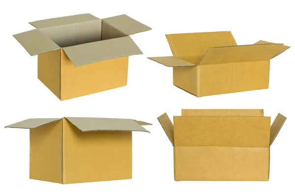 Beyaz izole karton kutu seti — Stok fotoğraf