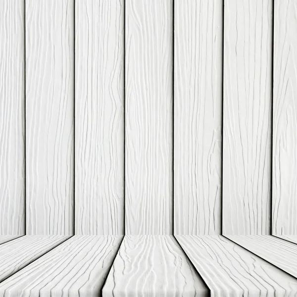 Vazio branco chão de madeira fundo — Fotografia de Stock