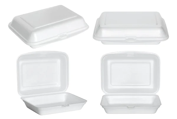 Sada bílých polystyrénové krabice izolované na bílém — Stock fotografie