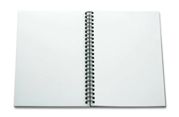 打开隔离在白色背景上的螺旋笔记本 — 图库照片