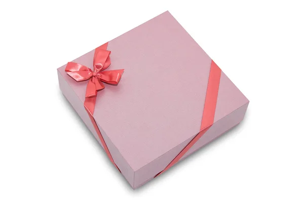 Caja de regalo con lazo de cinta aislado en blanco —  Fotos de Stock