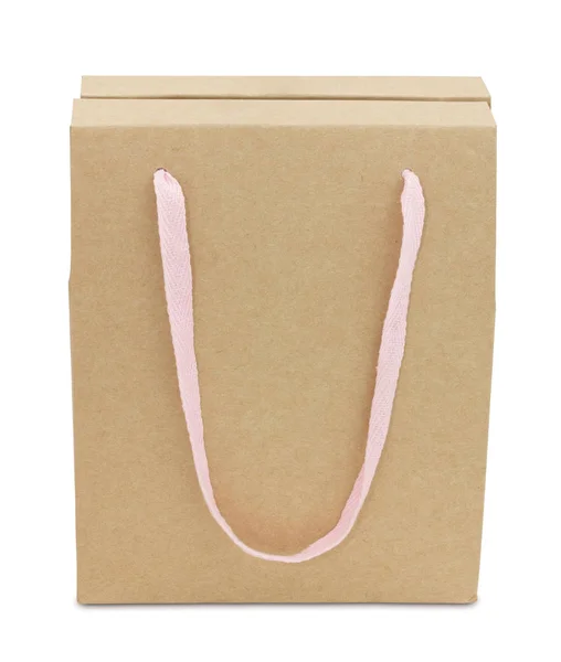 Bolsa de paquete de papel marrón aislado en blanco con camino de recorte — Foto de Stock