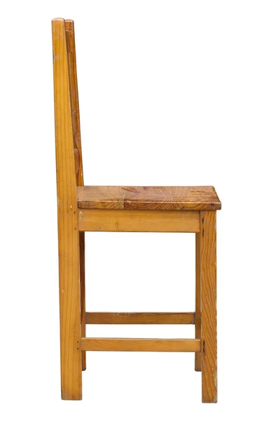 Деревянный стул, изолированный на белом с вырезкой — стоковое фото