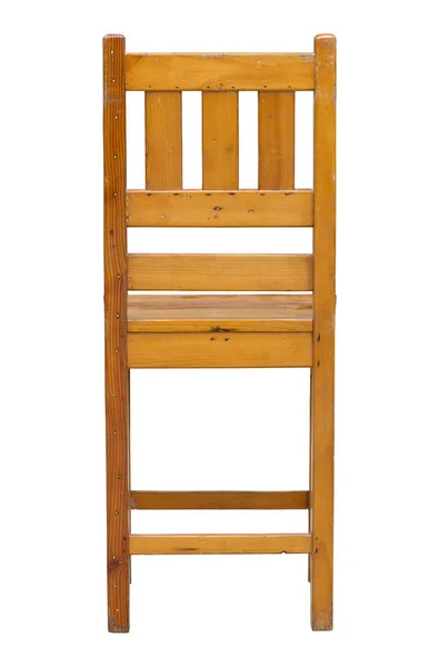 Widok z drewniane krzesło na białym ze ścieżką przycinającą tle tyłu — Zdjęcie stockowe