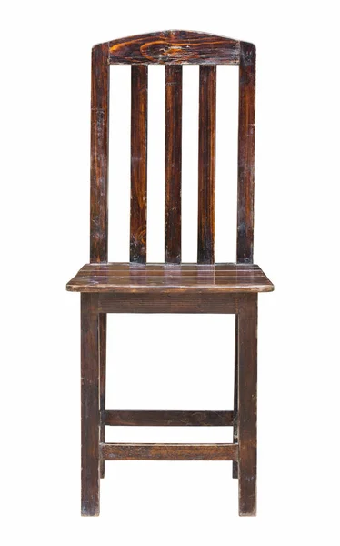 Vista frontal da cadeira de madeira isolada no branco com caminho de recorte — Fotografia de Stock