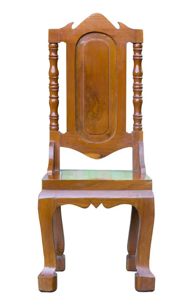 Вид спереди на старинный деревянный стул, изолированный на белом с обрезанием — стоковое фото