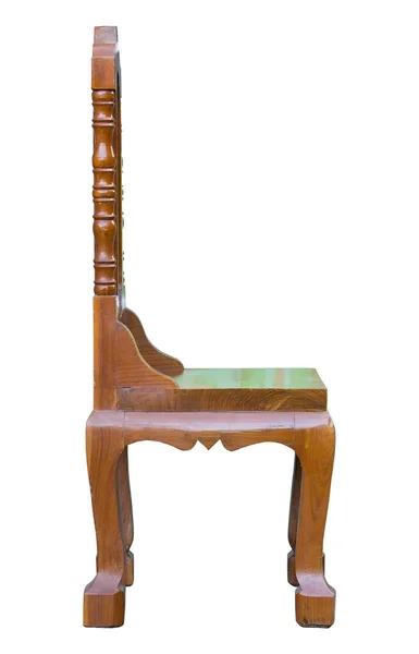 Chaise en bois antique isolée sur blanc avec chemin de coupe — Photo