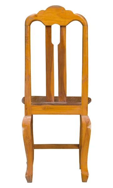 Widok z drewniane krzesło na białym ze ścieżką przycinającą tle tyłu — Zdjęcie stockowe